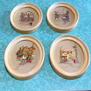 Vintage framed oval lithographs